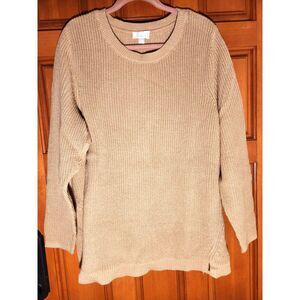 Belle by Kim Gravel Camel Colored Sweater w/ Woven Gold Shimmer Women's Size 2X